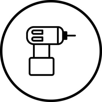 Illustration of a cordless power drill within a circular frame representing tools and equipment vector
