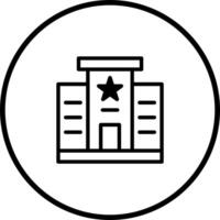 Iconic symbol depicting a governmental institution office building in a circle showcasing architecture and administration matters vector