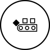 Icon of conveyor belt with cubes representing processes automation efficiency logistic manufacturing line vector