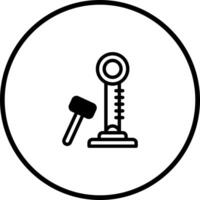 Icon illustration of a high striker strength test game with mallet inside the circle vector