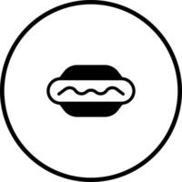 Hot dog icon illustration in black and white circular frame showcasing a quick bite and american classic vector