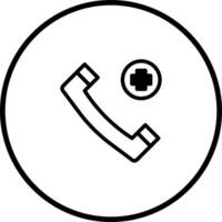 Emergency healthcare assistance symbol illustrating a phone icon and a cross indicating medical help available vector