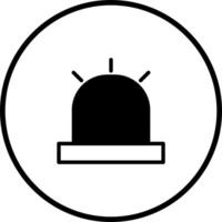 Emergency alert icon design with flashing siren light symbolizes warning and urgency signal round button vector