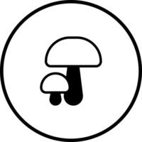 Elegant mushroom icon design featuring a simple circular background and contrast black graphic style vector