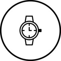 Elegant minimalistic watch icon within a circle perfect for symbolising time or punctuality featuring simplicity design vector