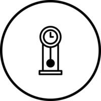 Elegant depiction of a pendulum clock icon within a circular border showcasing timelessness and punctuality represented conceptually vector
