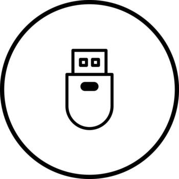 Digital storage flash drive icon in circle representing portability data transfer connectivity for various devices vector