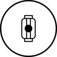 Circular icon showcasing a traditional japanese lantern silhouette design with black color palette and simplistic charm vector