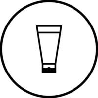 Black and white icon of a tube of cream or lotion inside circle outline vector