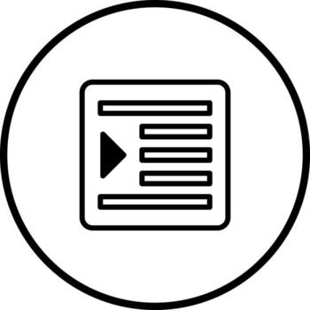 negro y blanco medios de comunicación jugar botón icono representando el concepto de radiodifusión y comunicación mediante plataformas vector