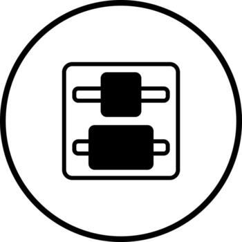 Black and white illustration of horizontal adjustment icon with sliders inside a circle shape interface button vector