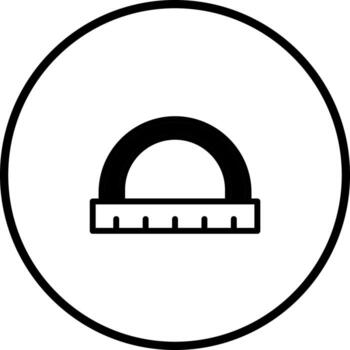 negro y blanco icono de transportador circulo exhibiendo Ingenieria herramientas representando educación y matemáticas conceptos con precisión vector