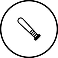 Black and white baseball bat icon within a circle design emphasizing simple sports representation and equipment vector