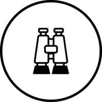 Binoculars optical instrument enhancing distance vision for exploration and observation displayed as an icon within a circular frame vector