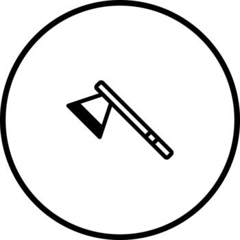 Axe icon symbol with black circle outline representing wood chopping logging and medieval weapon tool isolated on white background vector