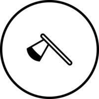 Axe icon inside a circle representing lumberjack tools or equipment for cutting woods and trees in forest vector