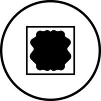 An abstract black and white illustration presenting a unique shape framed by square and circle outlining vector