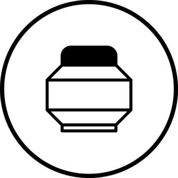 A simplistic representation of a jar displayed within a circular framework highlighting minimalistic design principles and creative visualization vector