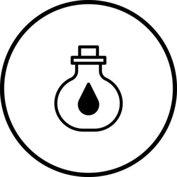 A simple illustration of a potion bottle with a black drop inside circle design graphic and creative style vector