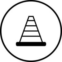 A minimalistic line drawing traffic cone emblem design perfect for safety or construction themed projects in black and white vector