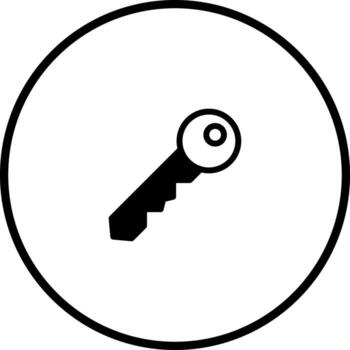 A minimalistic design showcasing a single key inside a circle emphasizing security and simplicity concept with black and white vector