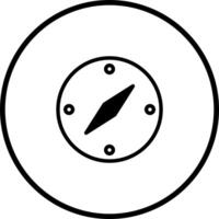 A minimalistic compass design illustration for guidance direction and exploration in a circular frame symbol vector