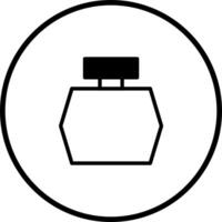 A minimalist perfume bottle icon within a circle design representing scent luxury and elegance for cosmetic brand identity vector