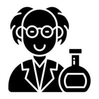 Premium solid icon of scientist vector