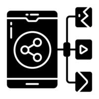 A solid design icon of share mobile vector