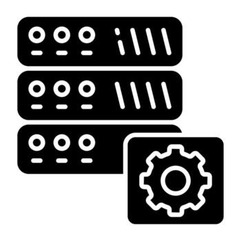 db estante con engranaje, icono de ajuste vector