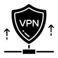 solid icon of secure VPN vector