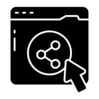 Conceptual solid design icon of sharing website vector