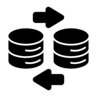 An solid icon design of database transfer vector