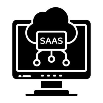 Conceptual solid design icon of cloud saas vector