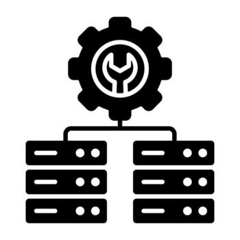 db estante con engranaje, sólido icono de servidor ajuste vector