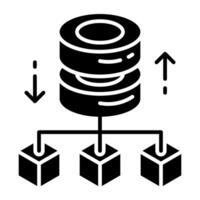 A solid design icon of database network vector