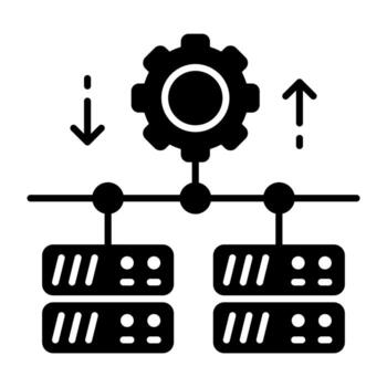 db estante con engranaje, diseño de servidor ajuste vector