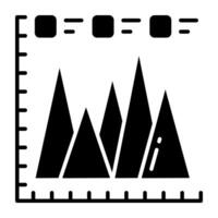 Editable icon of mountains chart vector