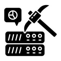 Conceptual Glyph icon of server mining vector