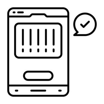 un lineal línea diseño icono de móvil qr código vector