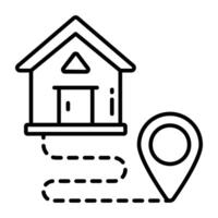 Editable Linear icon of home location vector