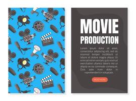 Movie Production Landing Page Template, Cinematography and Filmmaking Mobile App, Website Interface Flat Illustration vector