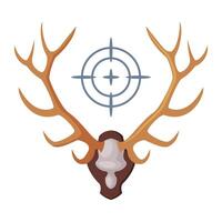 Deer Skull on Wall, Hunter Trophy Flat Illustration vector
