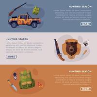 Hunting Season Landing Pages Set, Hunting Attributes, Tackles and Equipment Website Interface Illustration vector