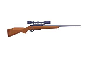 Hunting Rifle, Hunter Tackle Flat Illustration on White Background vector