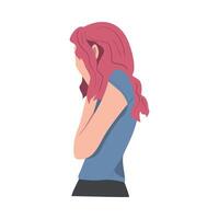 Slouching Female Crying and Suffering Because of Lost Love and Heartbreak Illustration vector