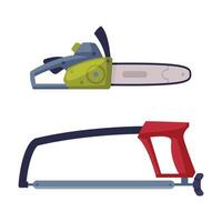 Powered Chain Saw and Arm Saw with Hard Toothed Edge Illustration vector