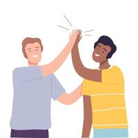 Smiling Male Sliding Hands as High Five Gesture Illustration vector
