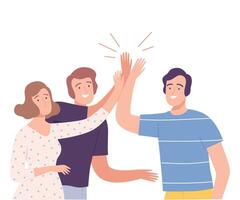 Group of Smiling People Characters Sliding Hands as High Five Gesture Illustration vector