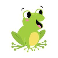 Green Frog with Protruding Eyes Sitting and Quacking Illustration vector